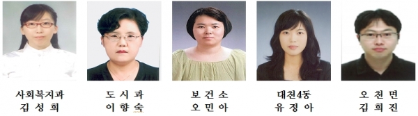 열심히 일한 공무원 김성희, 이향숙, 오민아, 유정아, 친절 공무원 김희진